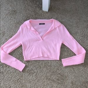 Pink collared Long sleeve